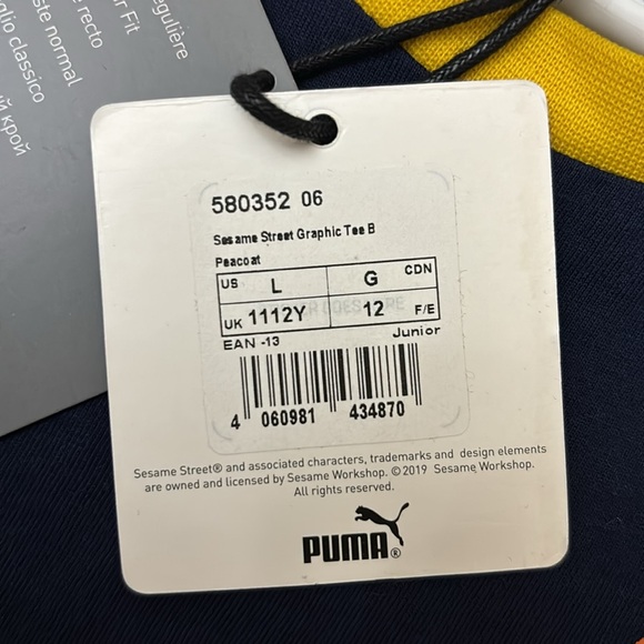 NWT - PUMA SESAME STREET Navy T-shirt Unisex kids 
Sz: 11-12 Y - Picture 11 of 11